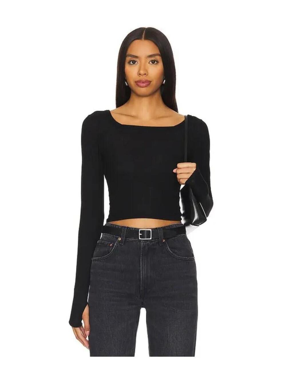 MICHAEL LAUREN  Pryderi Crop Long Sleeve Top